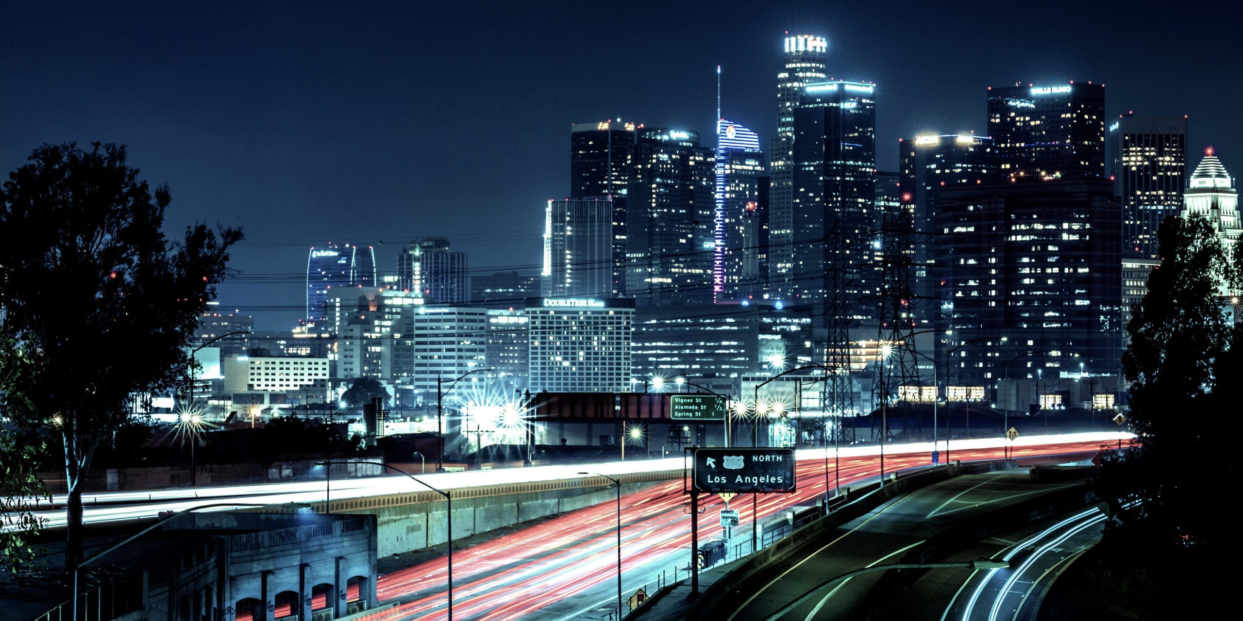 Los Angeles skyline at night. Photo by Flickr user Colin Durfee.