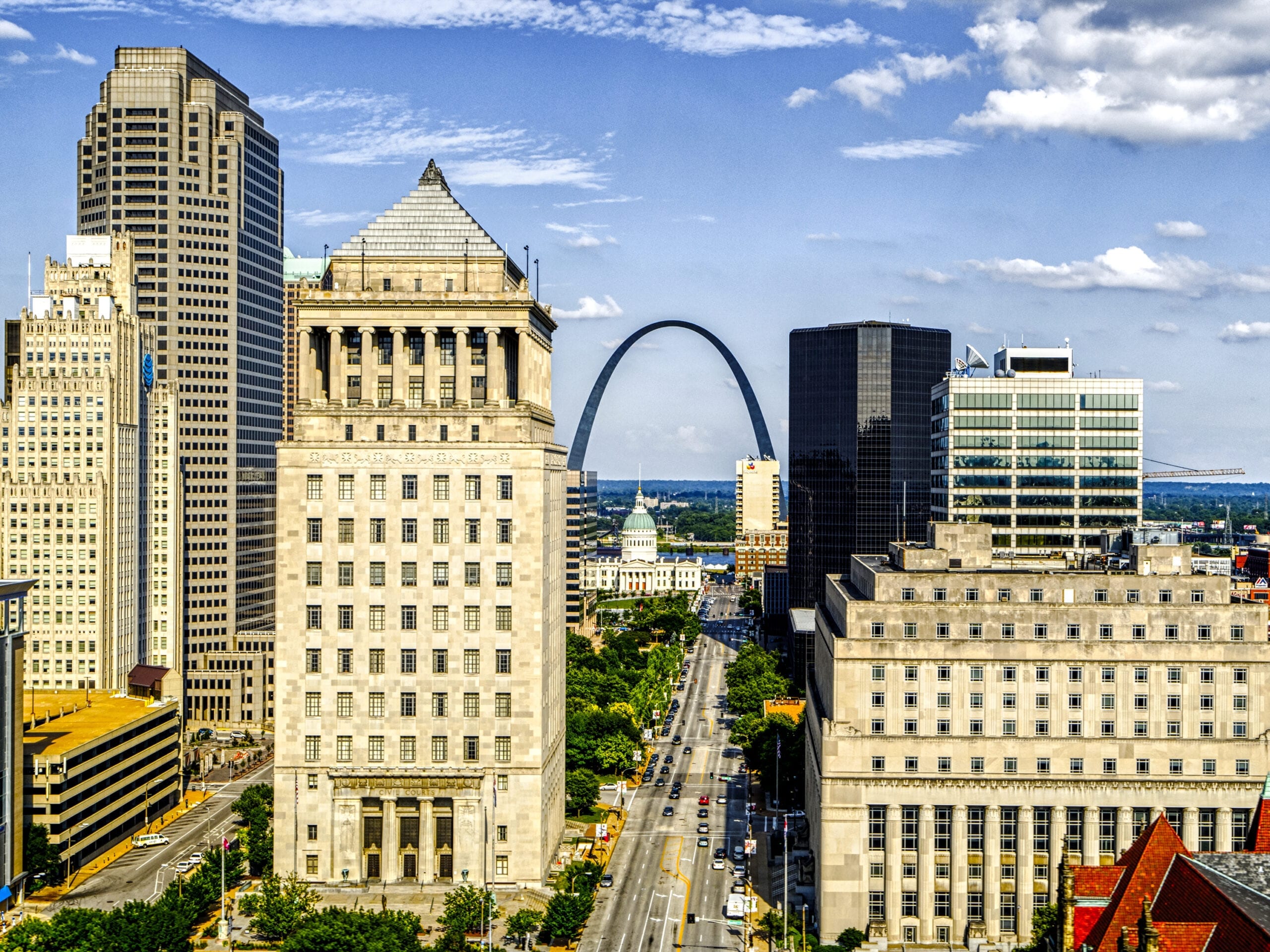 Aerial view of Downtown St. Louis.