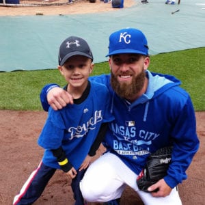 Noah Wilson and Kansas City Royals pitcher Danny Duffy, a supporter of Noah's Bandage Project.