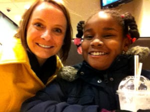 Sarah and Sydne's first meeting through the Big Brothers Big Sisters program.